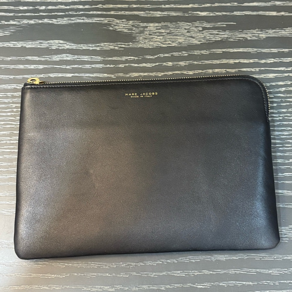 Marc Jacobs Black Toiletry Bag with Gold Accents